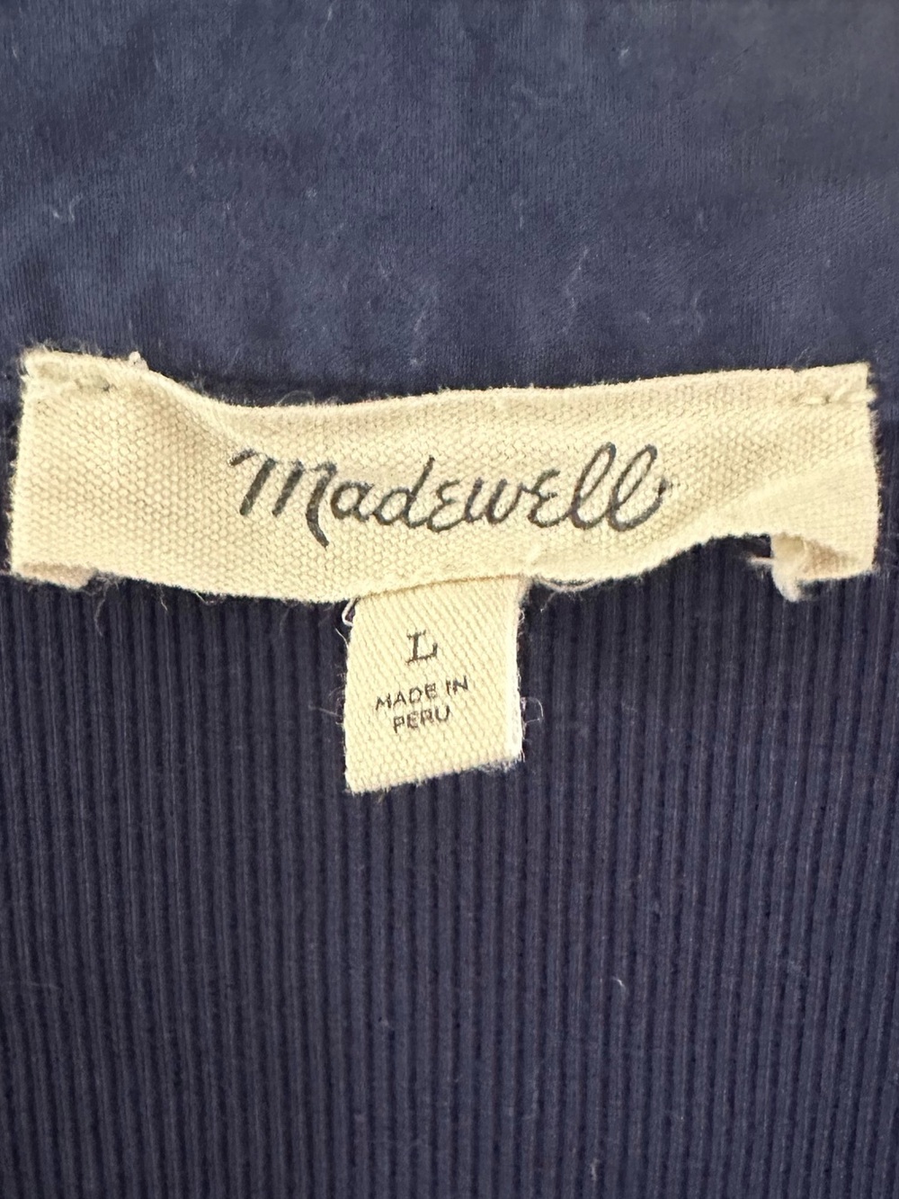 Madewell Navy Puff Sleeve Henley Top Cotton Large - Picture 4 of 6